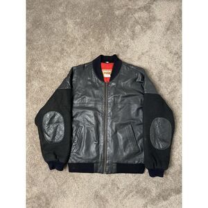 Vintage Mens Black Leather Jacket POSH Y2K American style‎   Size L